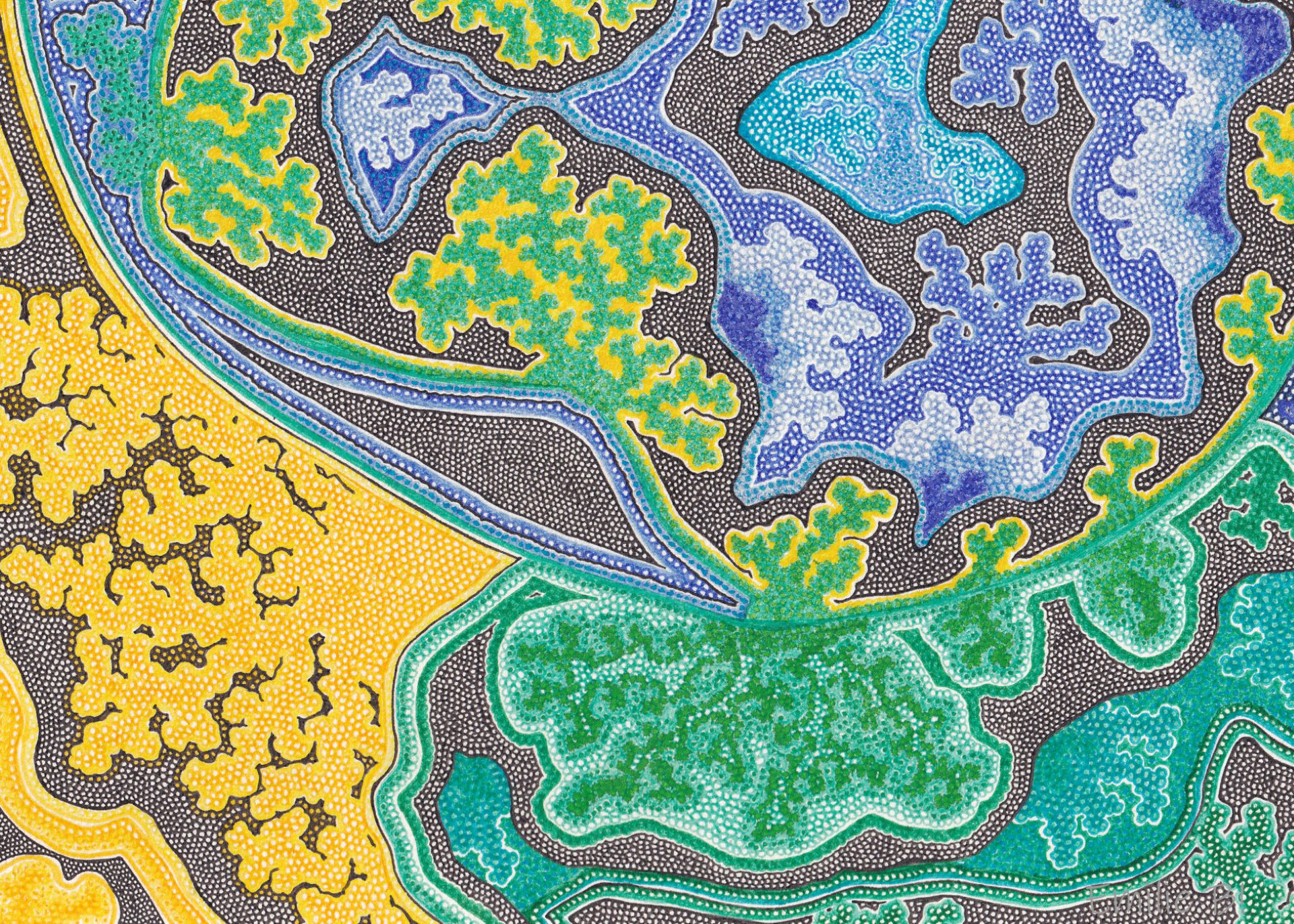 Carte postale colorée réalisée au stylo bille