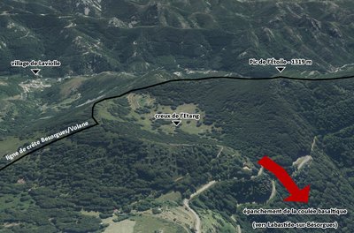 Plan en vue aérienne du volcan du Pic de l'Étoile
