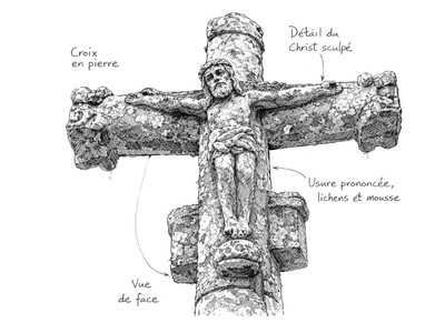 Croix en pierre sculptée à St-Martin-de-Valamas