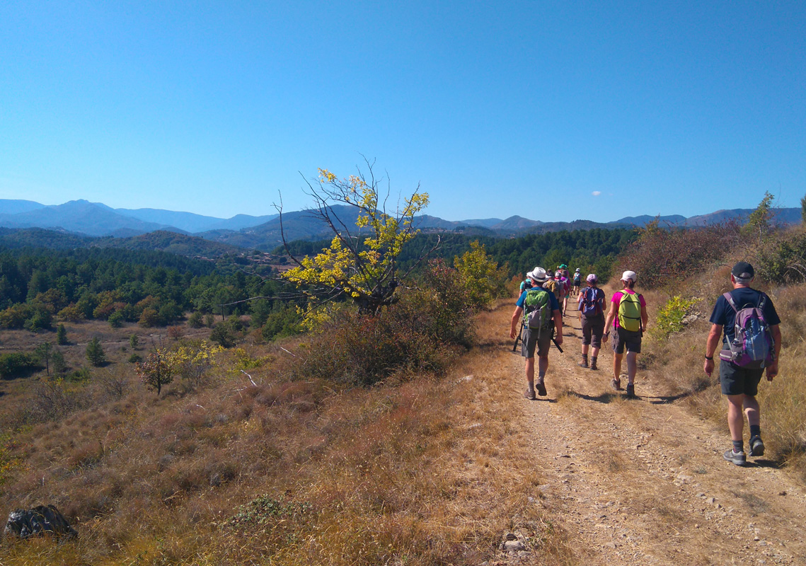 un groupe sur le sentier paysager