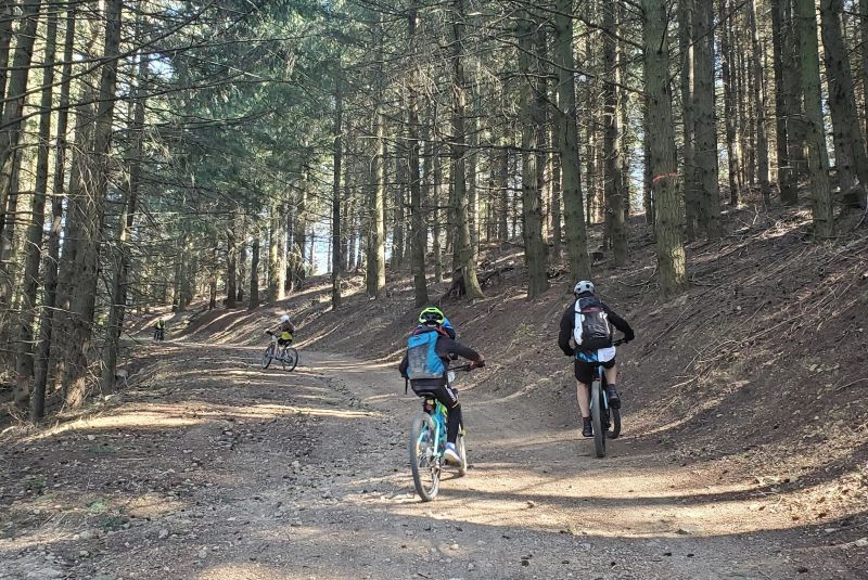 Jeunes vététistes montant au Montmiandon